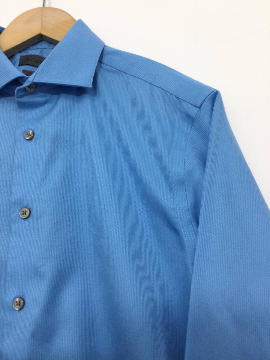 Calvin Klein カルバンクライン 無地 単色 コットンシャツ 長袖シャツ ワイシャツ メンズM 【良品綺麗】の画像3