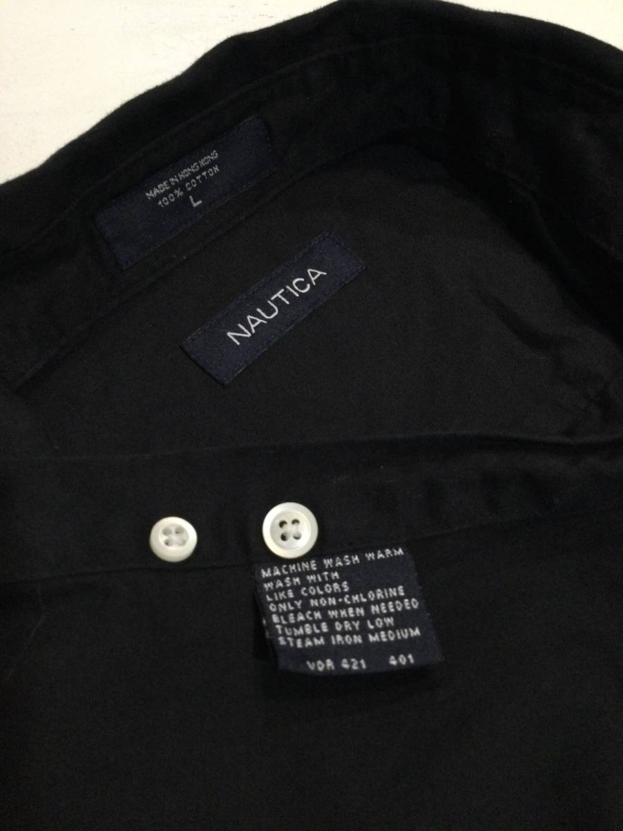 NAUTICA ノーティカ 無地 胸元ロゴ 単色 コットンシャツ 長袖シャツ ボタンダウン メンズL〜 【良品】_画像10