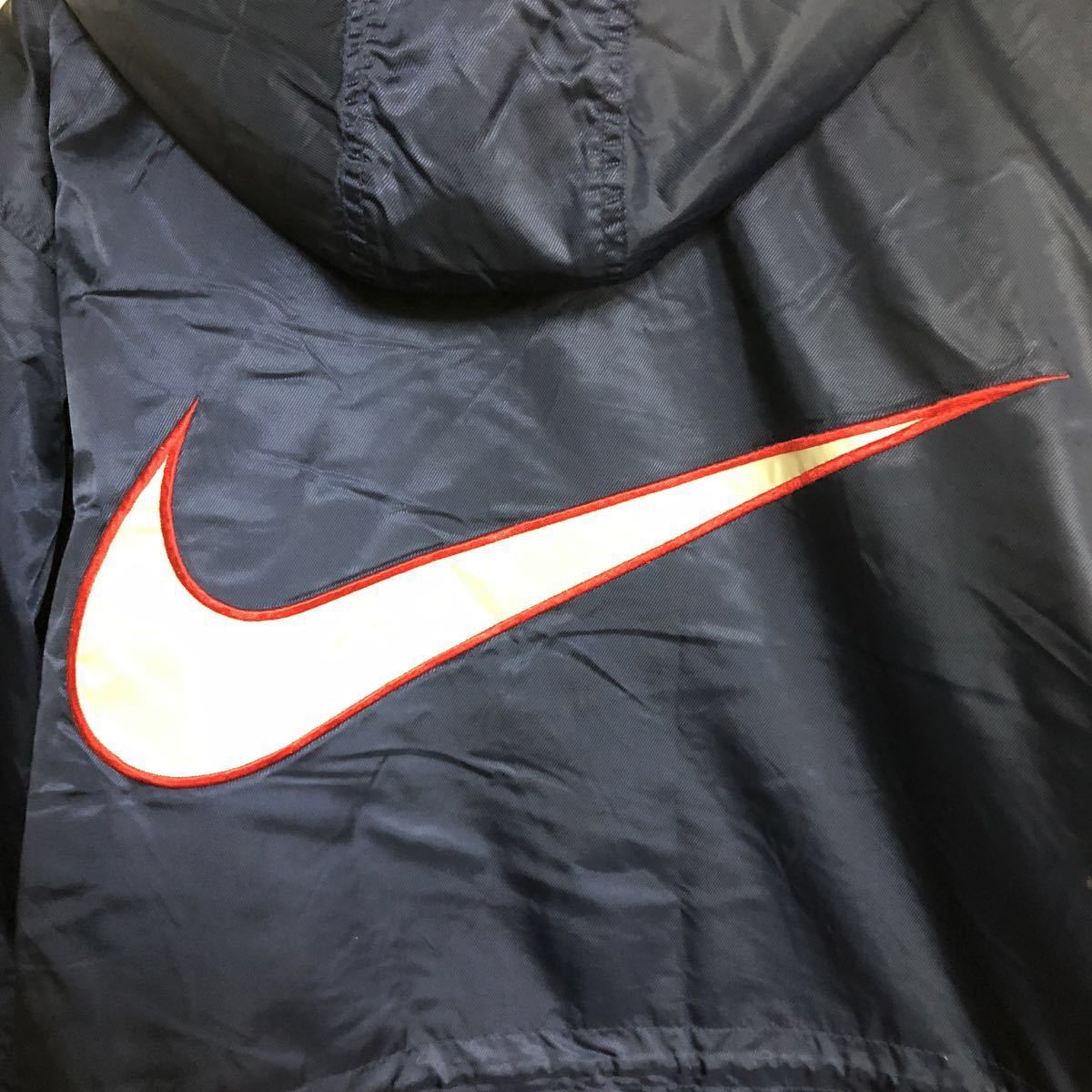 90s NIKE ベンチコート L 銀タグ ビッグスウォッシュ ナイキ ビンテージ ネイビー コーチジャケット 90s NIKE ベンチコート L 銀タグ ビッグスウォッシュ ナイキ ビンテージ ネイビー コーチジャケット