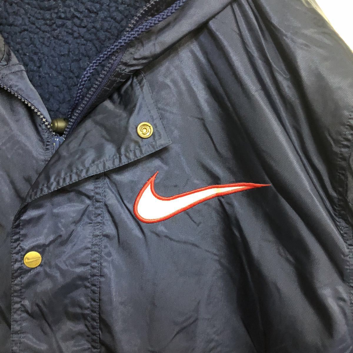 90s NIKE ベンチコート L 銀タグ ビッグスウォッシュ ナイキ ビンテージ ネイビー コーチジャケット 90s NIKE ベンチコート L 銀タグ ビッグスウォッシュ ナイキ ビンテージ ネイビー コーチジャケット