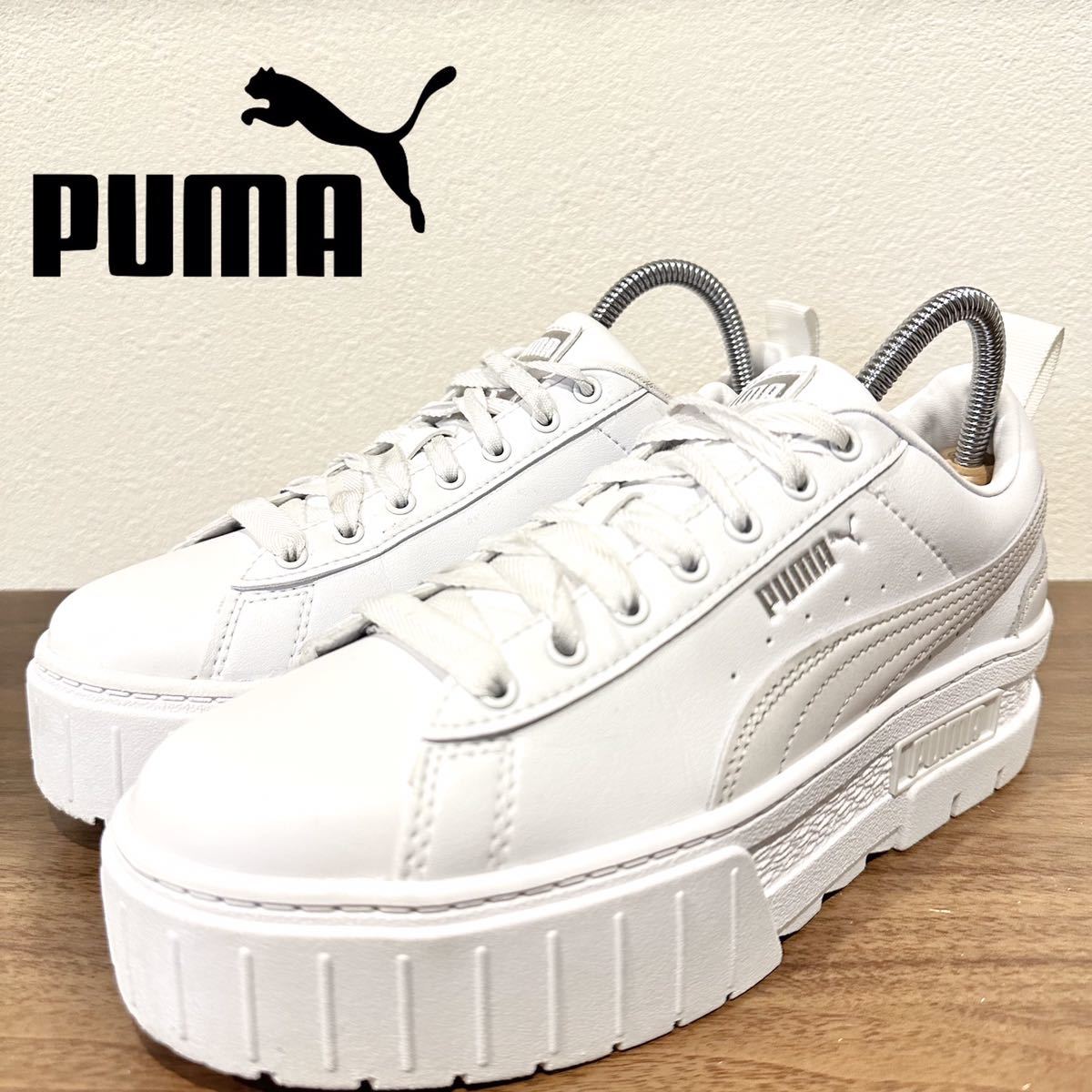 PUMA MAYZE GLOW WNS プーマ メイズ グロー ホワイト レディース ローカットスニーカー 383684-01 厚底 カジュアル 23.5cm 美品_画像1