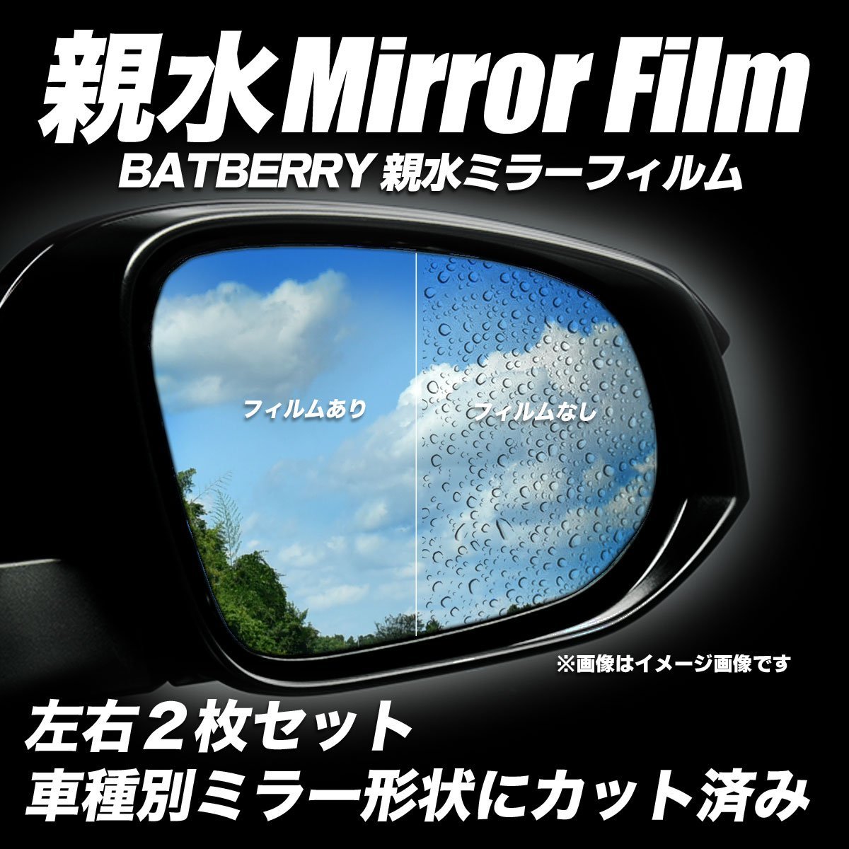 BATBERRY親水ミラーフィルム ニッサン GTR R35用 左右セット アンチフォグ 平成26年式2月～令和3年式10月までの車種対応_画像1