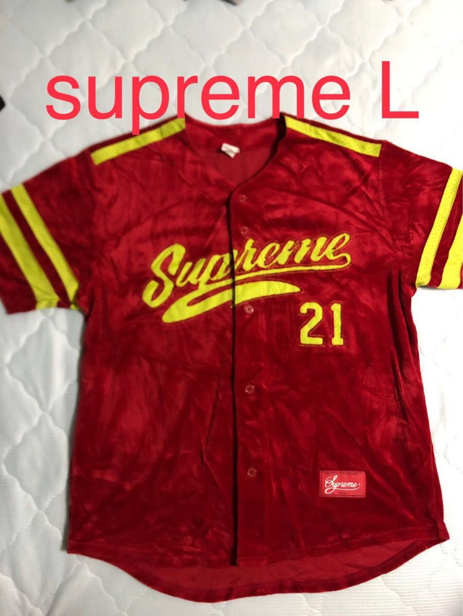 supreme 20FW velour baseball jersey Lサイズ