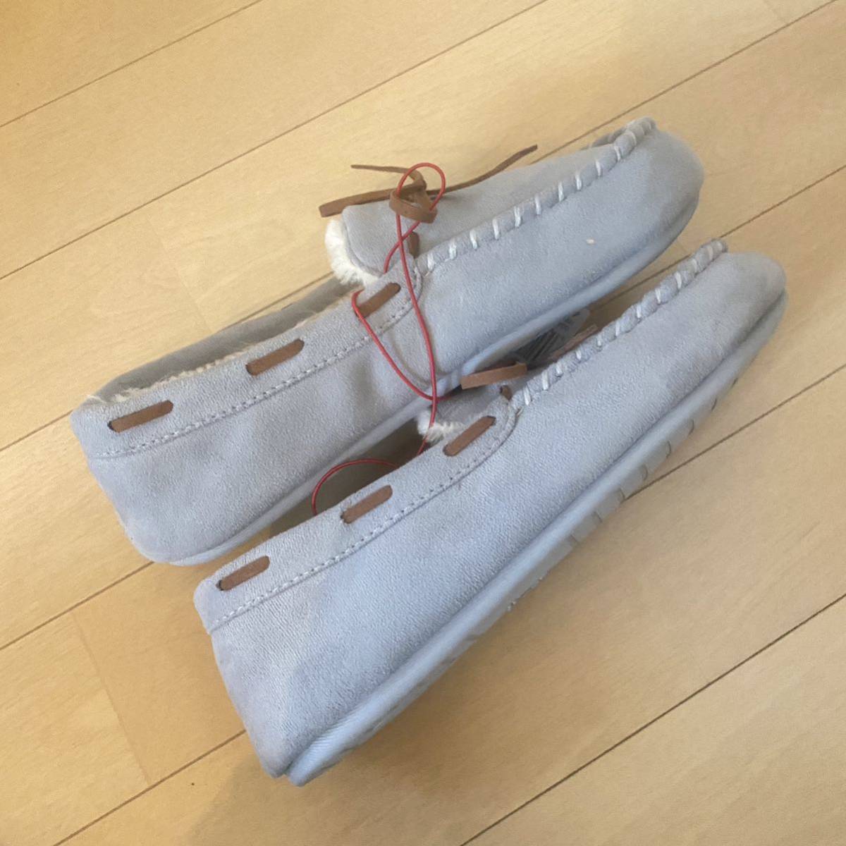 【22〜23cm】アメリカ購入 モック スリッポン グレー メモリフォームでモチふわ 検)UGG Emu ミネトンカ Dakota ダコタ ムートンブーツ_画像3