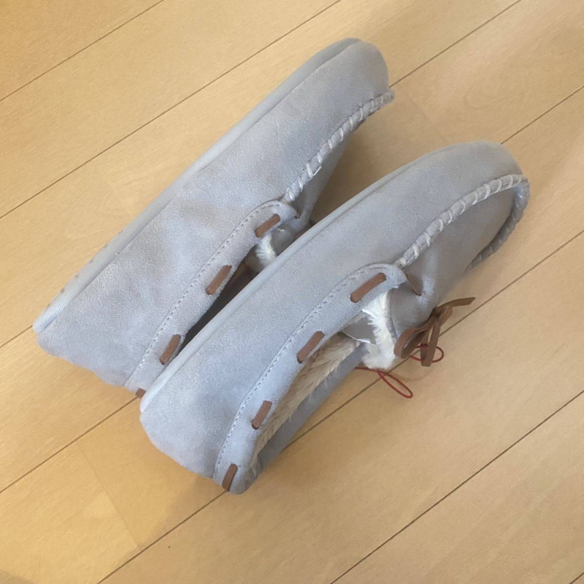 【22〜23cm】アメリカ購入 モック スリッポン グレー メモリフォームでモチふわ 検)UGG Emu ミネトンカ Dakota ダコタ ムートンブーツ_画像4