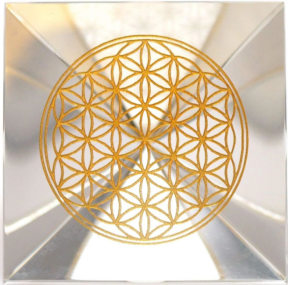 高級 ピラミッド型オルゴナイト オリジナル クリスタル フラワーオブライフ 浄化 ヒーリング インテリア 幾何学模様 プレゼントにも最適