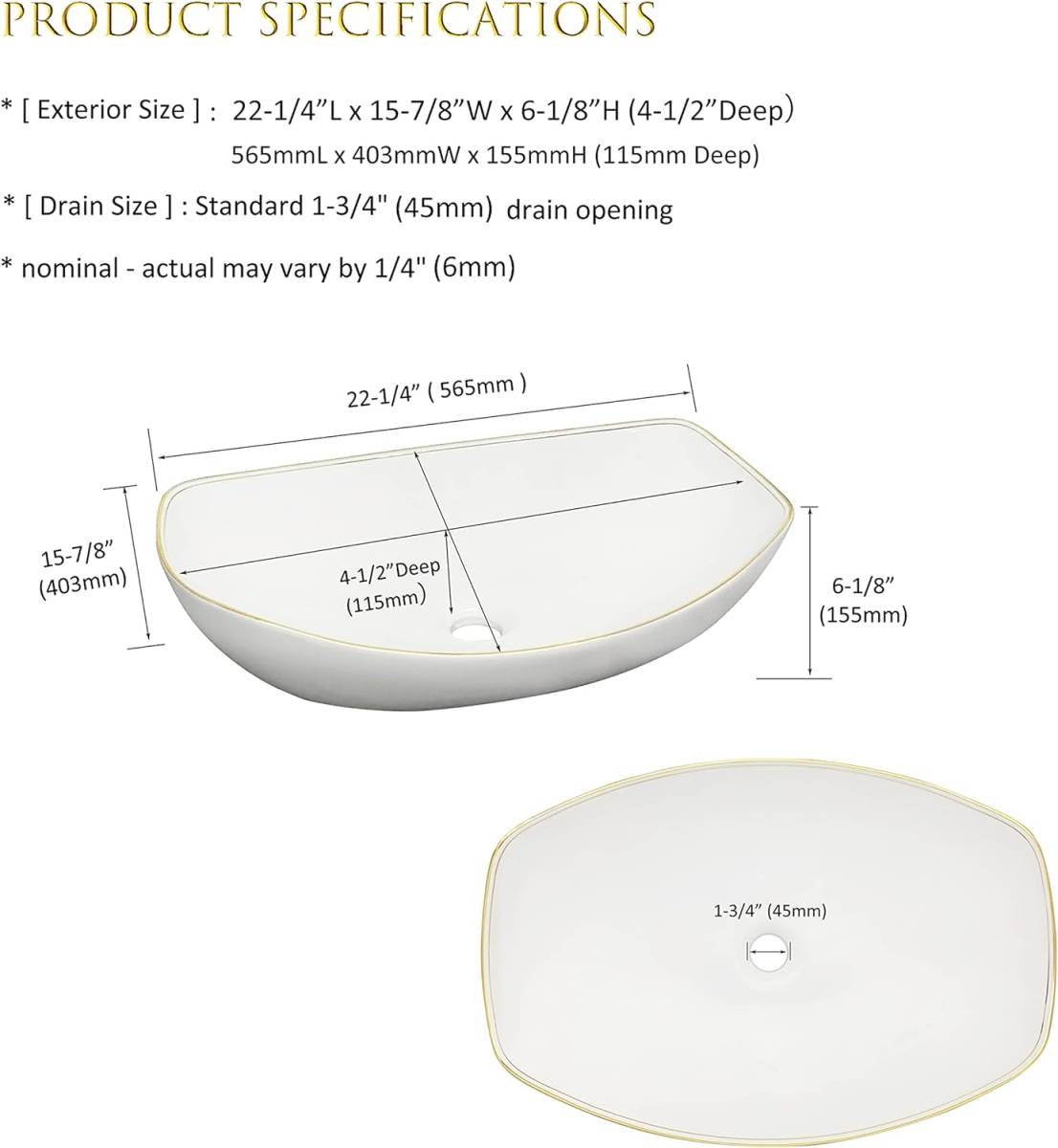 高級プノンペン 洗面ボウル ゴールドライン インテリア DIY 楕円 高級プノンペン 洗面ボウル ゴールドライン インテリア DIY 楕円