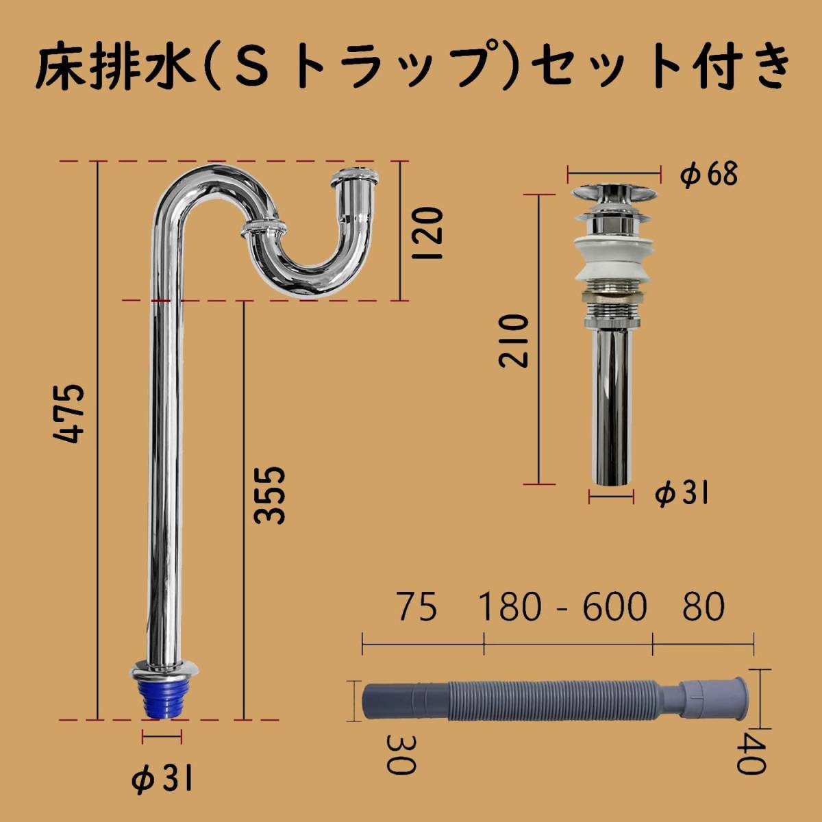 スタイリッシュ 洗面ボウル 楕円形 グレー 手洗い器 手洗いボウルセット DIY ダークカラー 混合水栓付き 小型 お店のようなインテリア_画像7