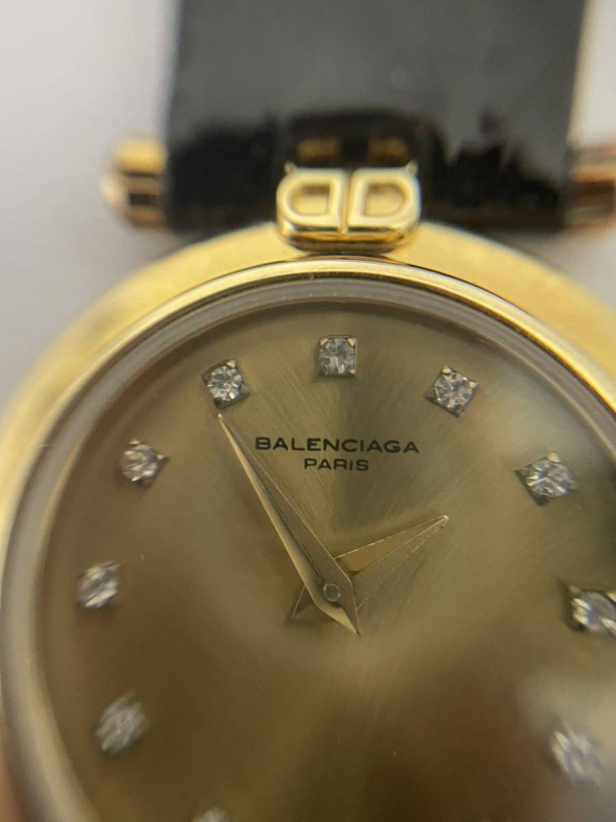 【TN1126】BALENCIAGA バレンシアガ レディース腕時計 18K GOLD ELETROPLATED 12P TG 88 2 04481 クオーツ PARIS_画像3