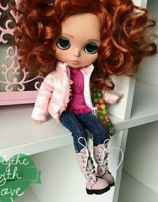  Blythe для плетеный вверх сапоги матирующий розовый цвет Blythe чистый колено mo, Pullip, Momoko кукла,azon, Barbie и т.п. внешние размеры 3.2.