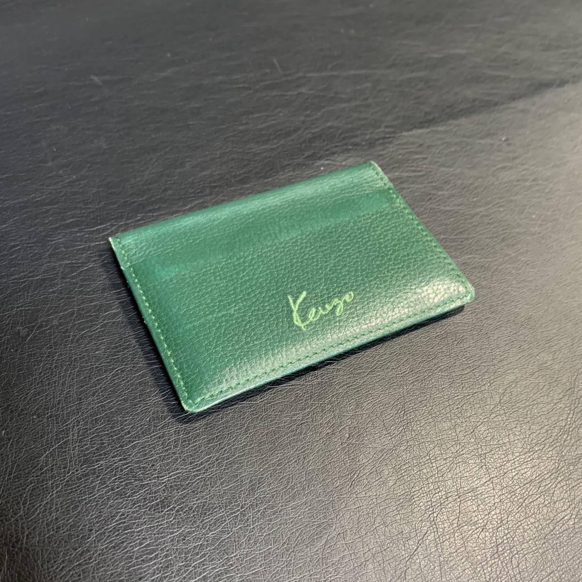 ●ケンゾー KENZO グリーン カード入れ 名刺入れ レザー_画像1