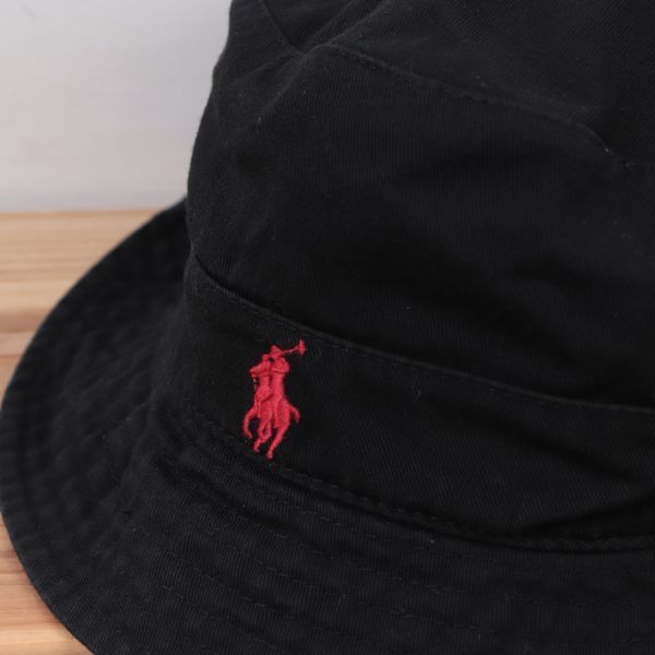 rlbh1【美品】ポロ ラルフローレン ポニー 黒 ブラック POLO RALPH LAUREN バケットハット HAT 帽子 ブランド 中古 古着 正規品_画像4