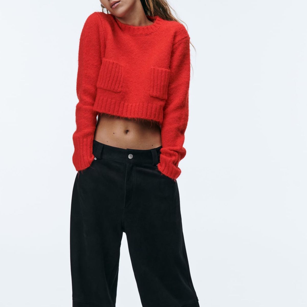 zara ソフト ニット クロップドセーター S ニット クロップド zara ソフト ニット クロップドセーター S ニット クロップド