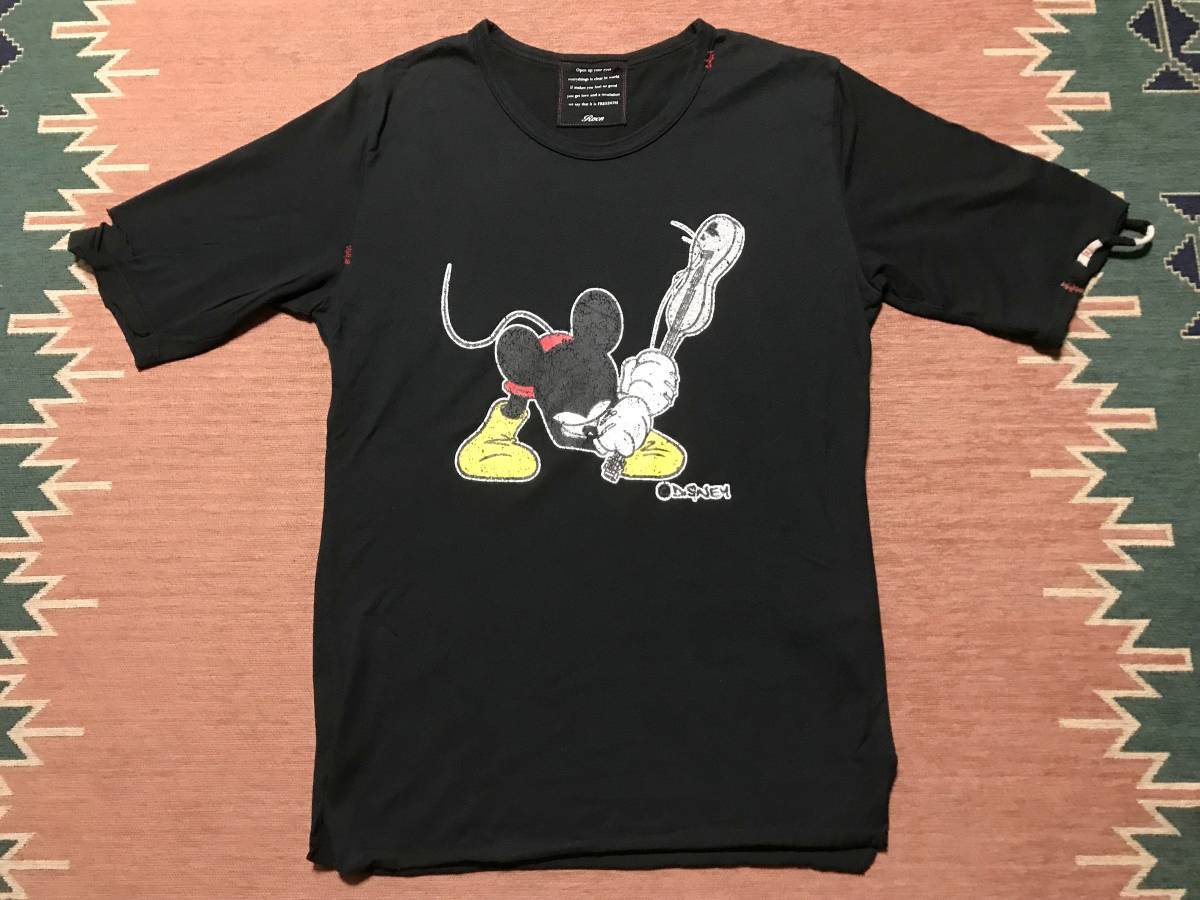 初期 美品 Roen Disney ロエン クラッシュ ミッキー ダメージ加工 Tシャツ ブラック 48 即決_画像1