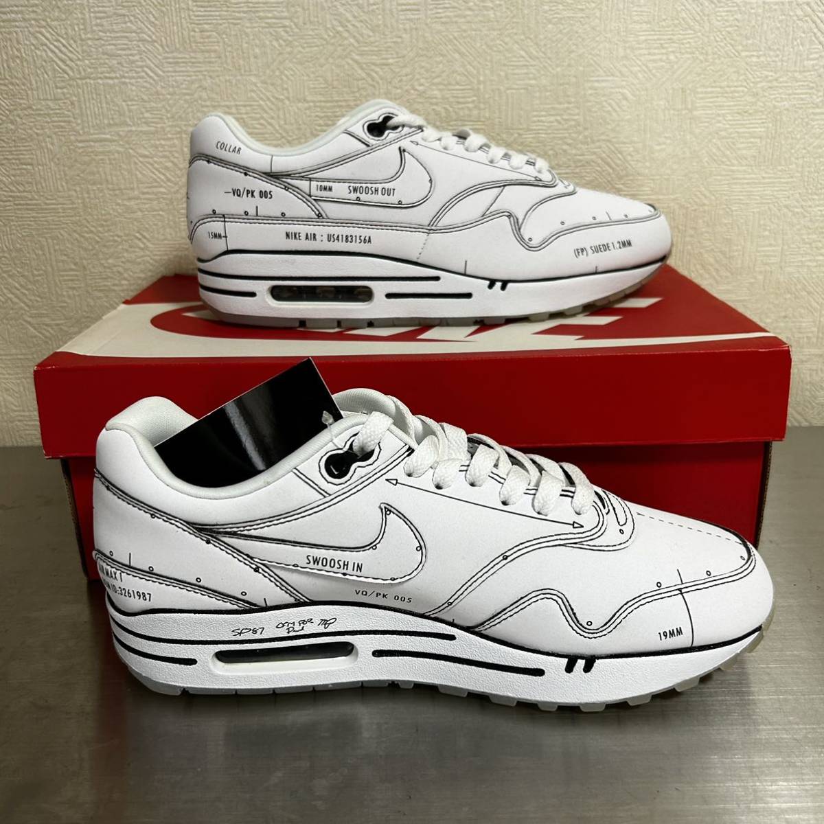 未使用 NIKE AIR MAX1 TINKER SCHEMATIC WHITE ナイキ エアマックス ティンカー スキマティック ホワイト_画像3