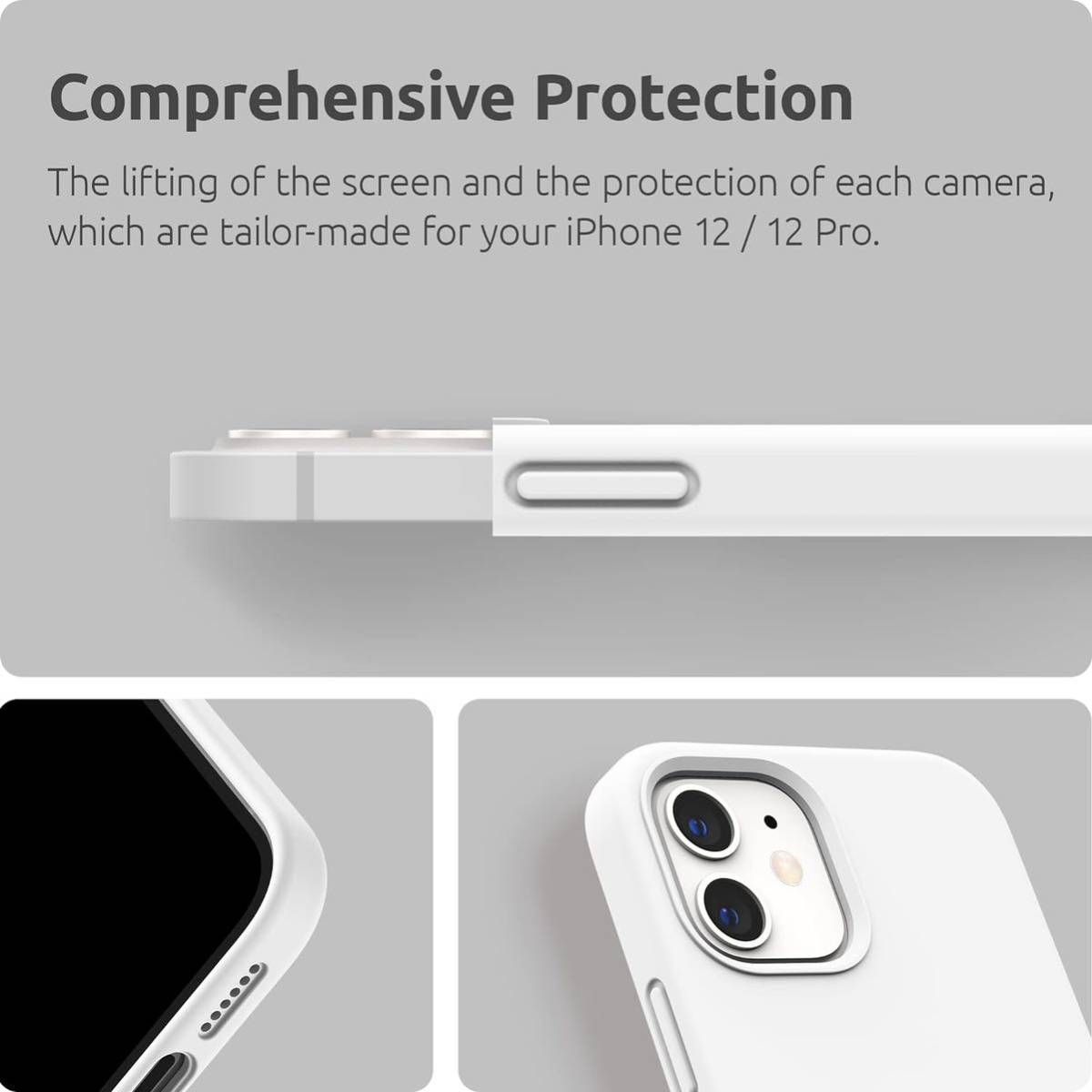 送料無料 SURPHY iPhone12 ケース/iPhone12 pro ケース 6.1インチ対応 アイフォン12/12 Pro シリコンケース 耐衝撃 落下防止 白 ホワイト_画像7