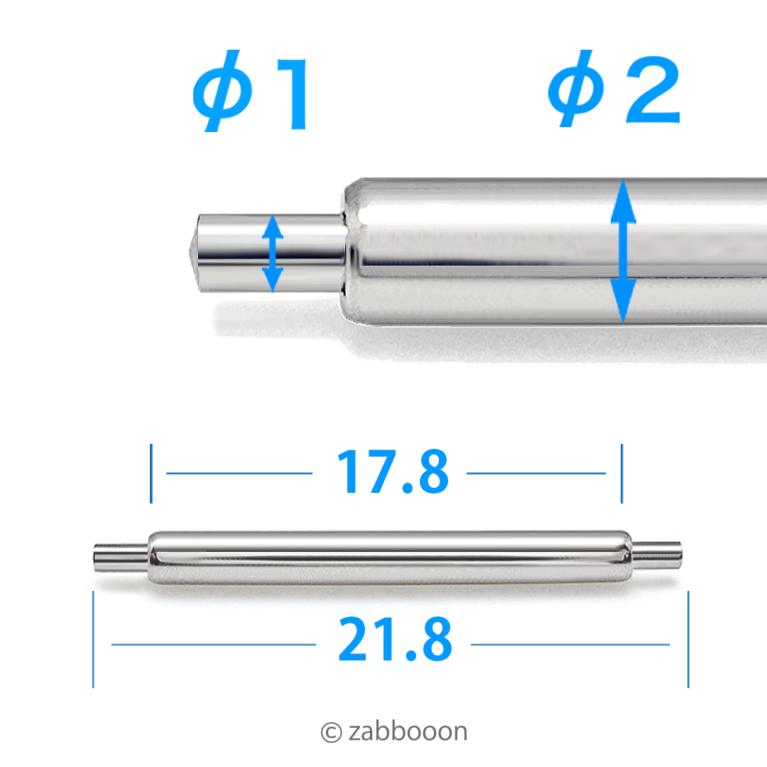 太い バネ棒 18mm 太さ φ２mm【高品質スイス製】ヴィンテージ 横穴ケース 2本１セット Ref.96 565 カラトラバへ 新品_画像2