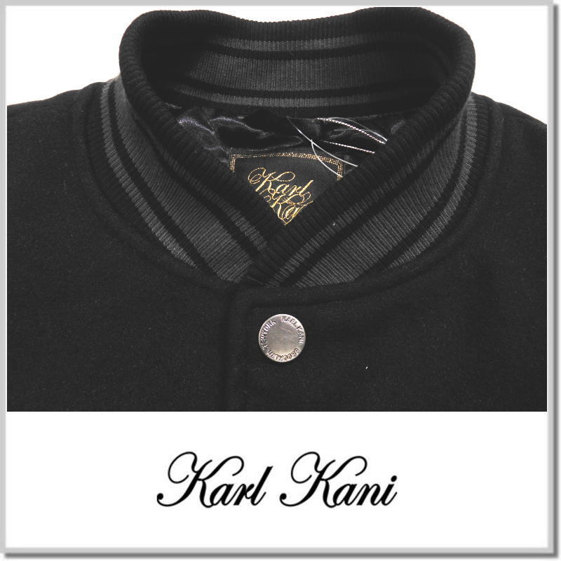 カールカナイ KARL KANI 刺繍 ロゴ スタジャン 233K1701-09(BLACK)-L 袖切替スタジアムジャンバー_画像2