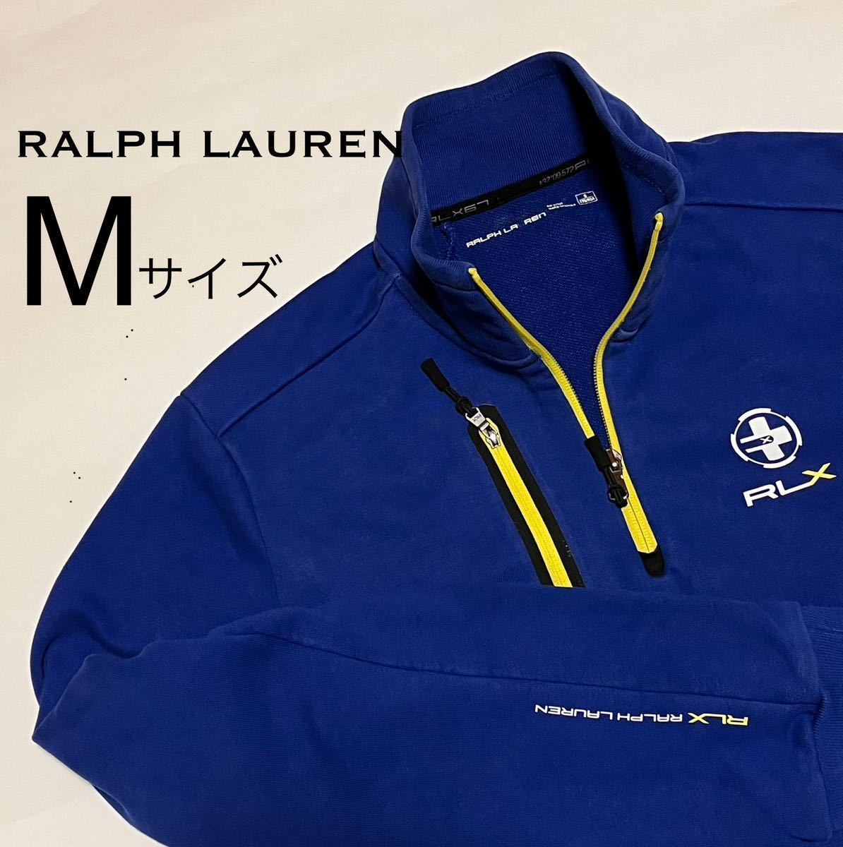 RALPH LAUREN ラルフローレン RLX ゴルフウェア ハーフジップシャツ スウェットシャツ Mサイズ ブルー_画像1