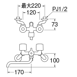 s-f*** SANEI ツーバルブシャワー混合栓 SK11-W-13 ［共用形］ 壁付 浴室 バスルーム用 サンエイ endstbG_画像2