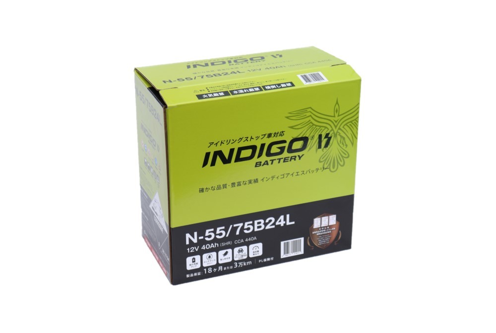 【インディゴバッテリー】N-55/75B24L ジューク ('10～) DBA-YF15 互換:N-55,55B24L アイドリングストップ車対応 新品 保証付 即納_画像3