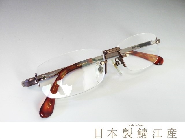 純日本製◆C.Santnole【オールチタン メガネフレーム】非球面老眼鏡レンズ＋2.50付◆新品 ブラウン◆めがね/リーディング眼鏡/シニアグラス_画像3