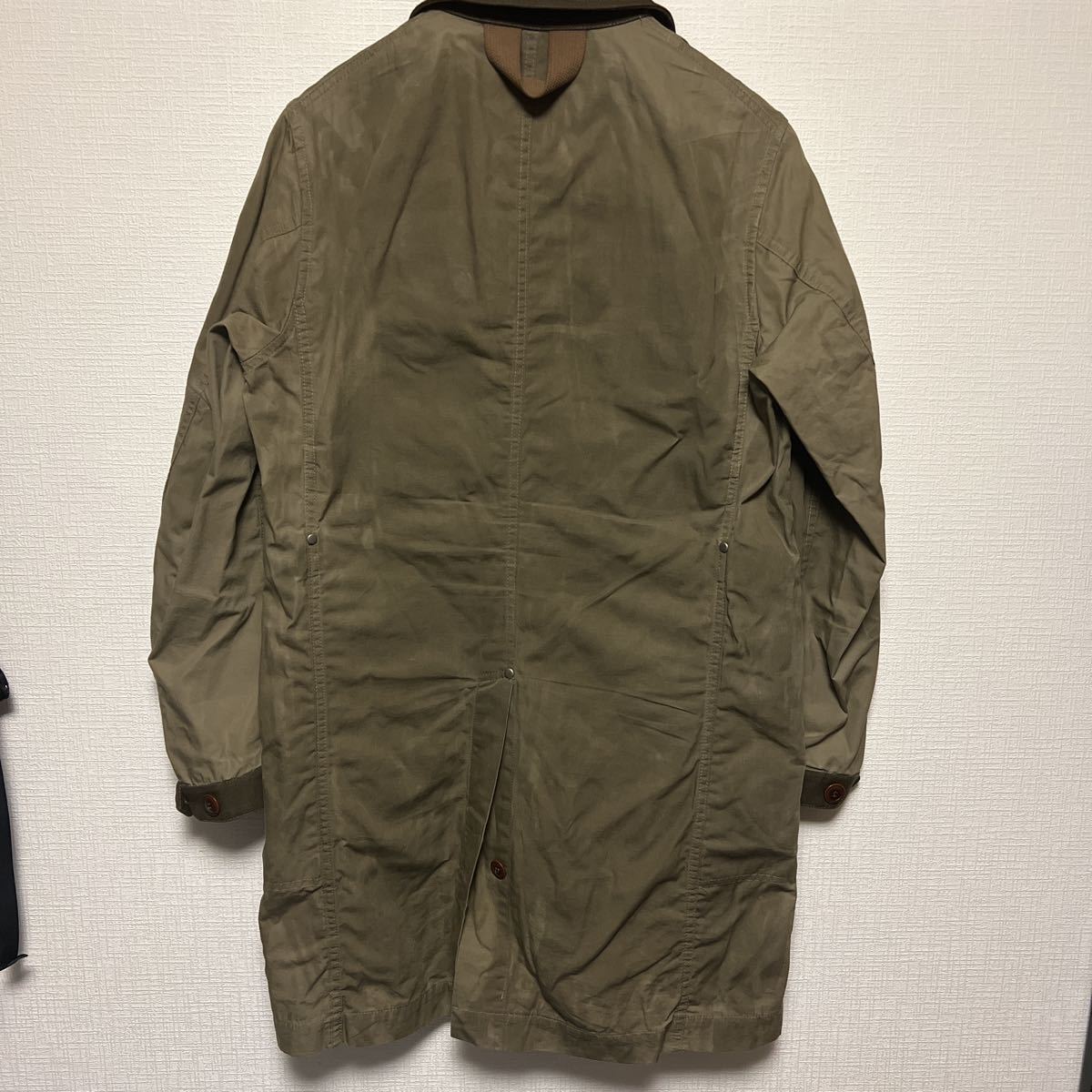 comme des garons JUNYA WATANABE MAN seil marschall 再構築リバーシブルステンカラーコート　オリーブ　XS オイルド加工_画像2