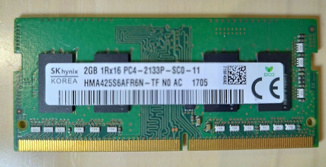 メモリ中古品　動作確認品　2GB DDR4-2133 / PC4-17000 ノートパソコン向け SK hynix_画像1