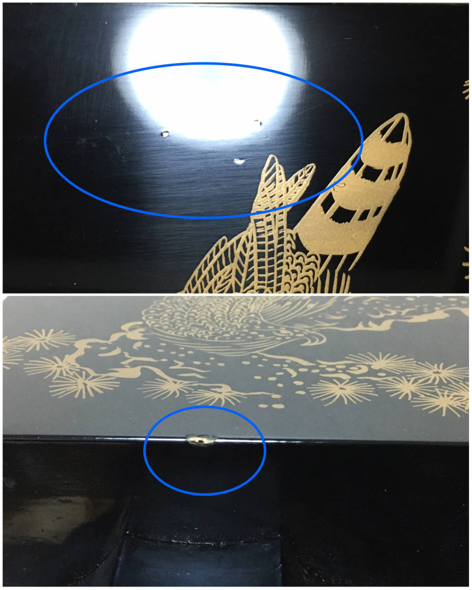 [B234] shogi запись лакировка чёрный краска покрытие крышка имеется сосна . ястреб 34.3×31.5cm толщина 18cm высота 29.5cm