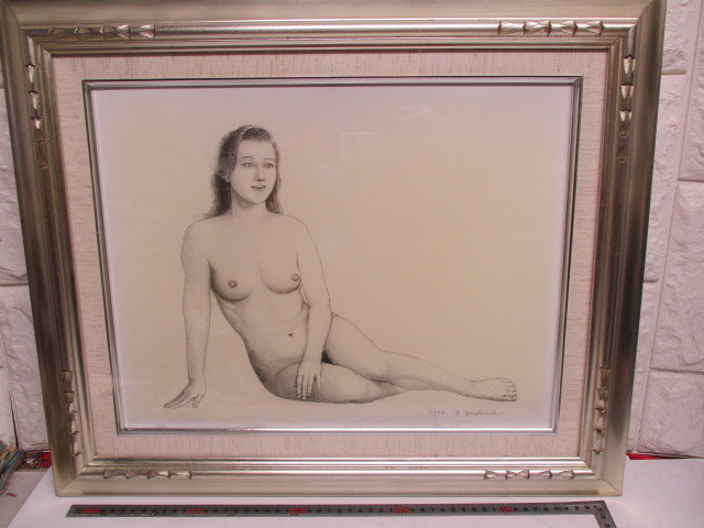 E800/ author unknown autograph have amount . pencil sketch portrait painting frame F-6 including in a package un- possible 