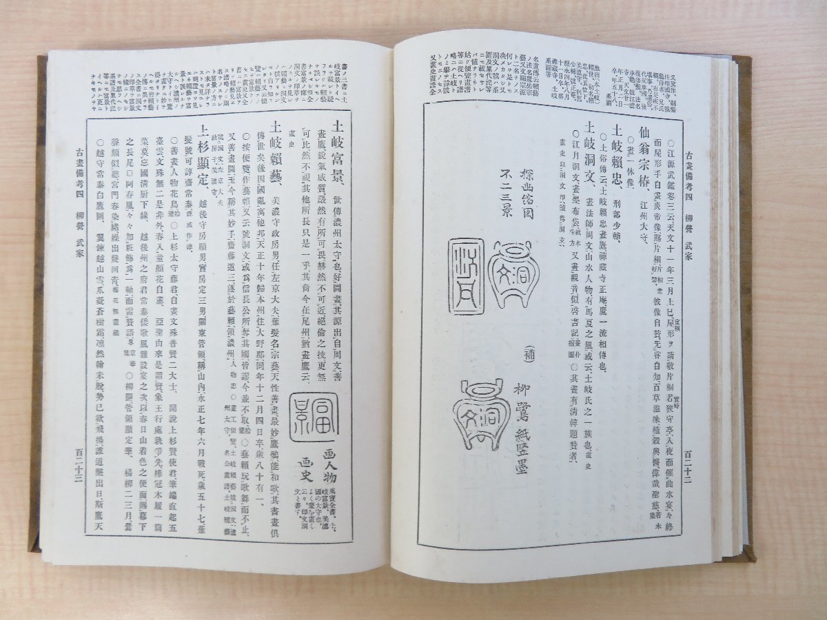 朝岡興禎著 太田謹増訂『増訂古画備考』（全4冊揃）明治45年 吉川弘文館刊 日本美術史 日本絵画史 画人伝 印譜・落款多数掲載_画像7