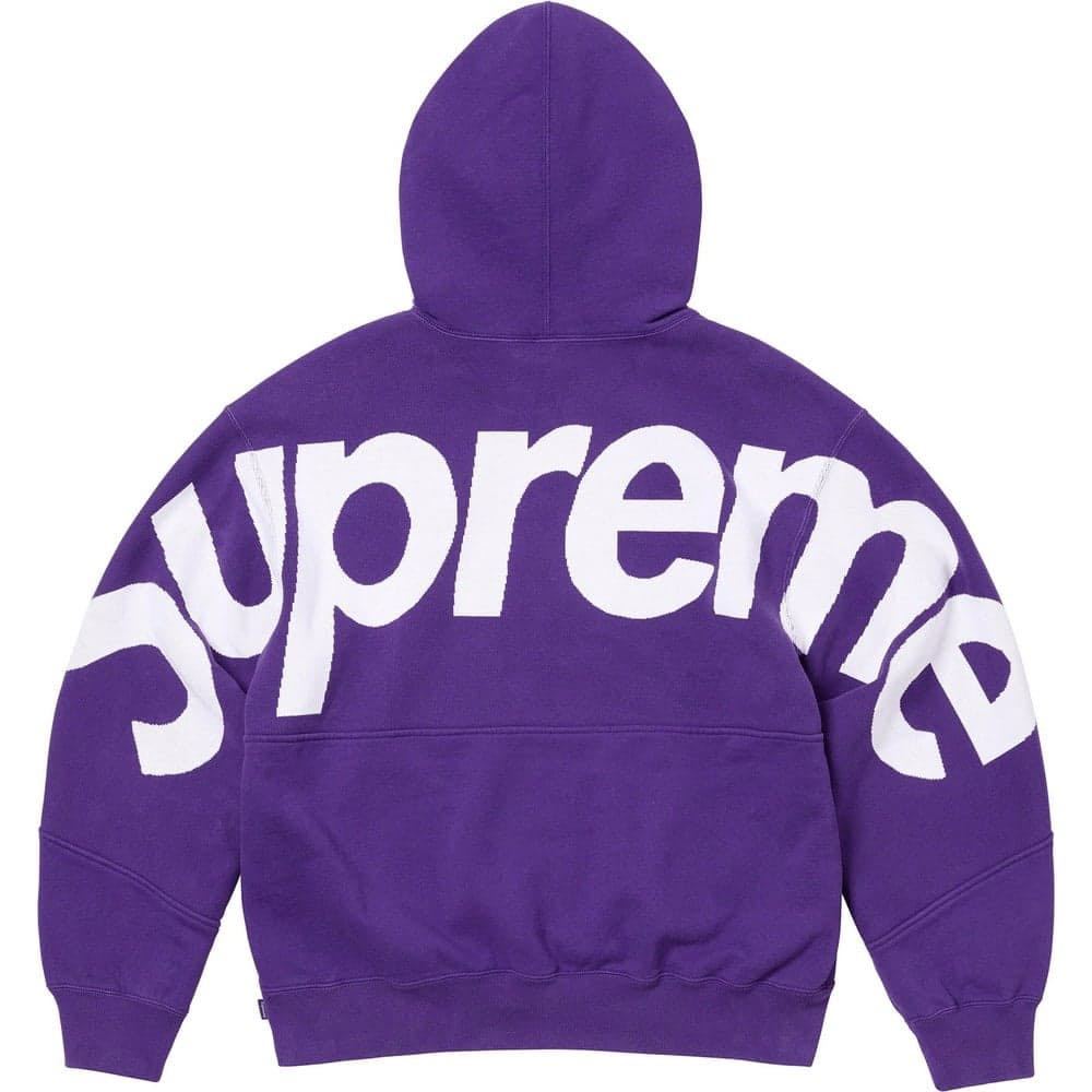 送料無料 L 紫 Supreme Big Logo Jacquard Hooded Sweatshirt Purple