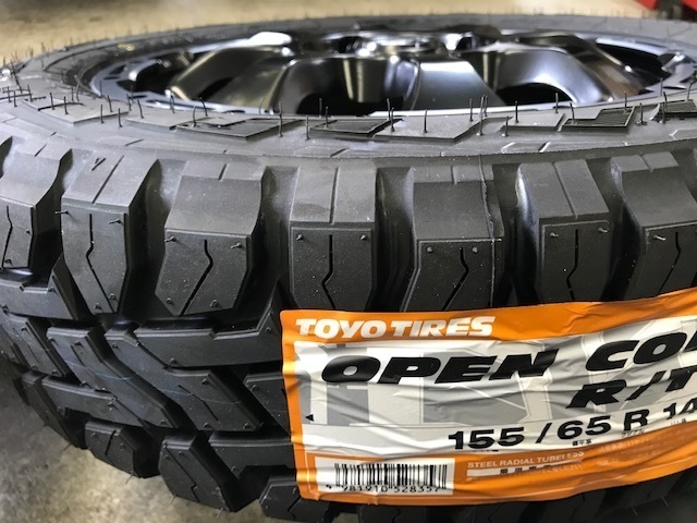 4本セット MAD CROSS GRACE 14x4.5J 4/100 +45 GB/P TOYO OPEN COUNTRY R/T 155/65R14 ブラックレター 軽自動車 エブリイワゴン_画像9