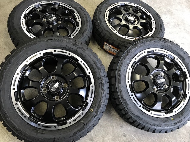 4本セット MAD CROSS GRACE 14x4.5J 4/100 +45 GB/P TOYO OPEN COUNTRY R/T 155/65R14 ブラックレター 軽自動車 エブリイワゴン_画像1