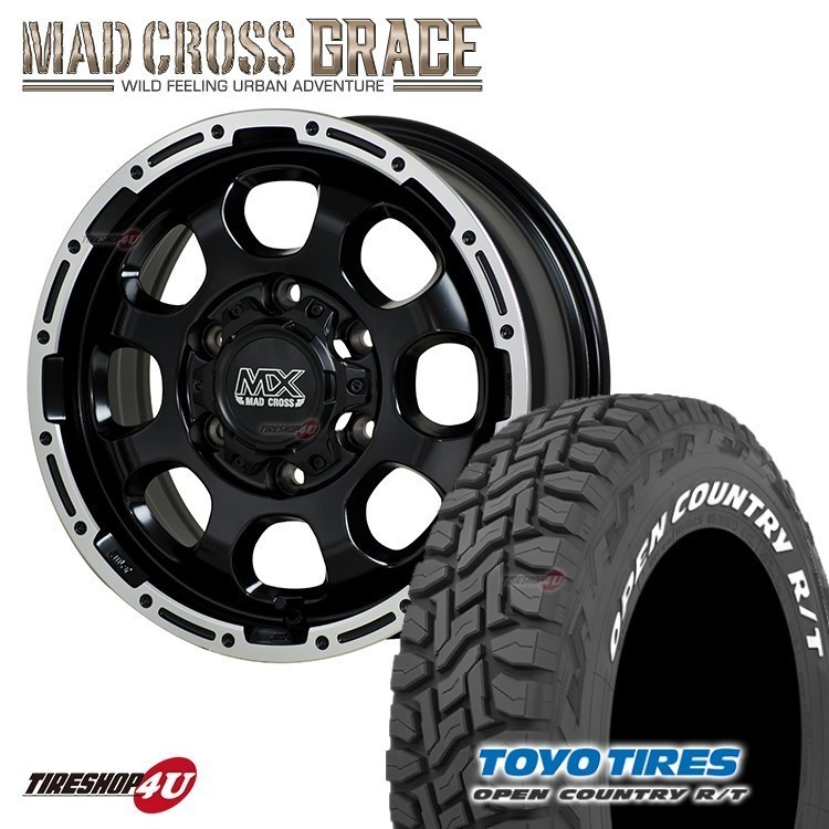 4本セット MAD CROSS GRACE 16x6.5J 6/139.7 +38 GB/P TOYO OPEN COUNTRY R/T 215/65R16 ホワイトレター ハイエース 200系 ワゴン_画像1