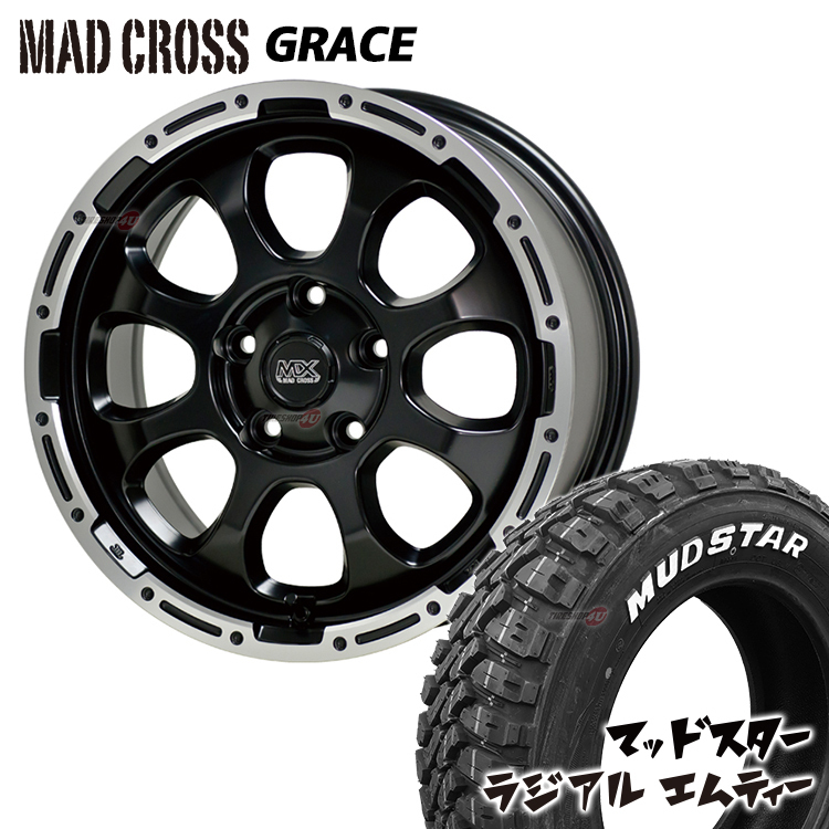 4本セット MAD CROSS GRACE 16x7.0J 5/114.3 +38 GB/P MUDSTAR radial M/T 215/70R16 ホワイトレター アウトランダー フォレスター_画像3