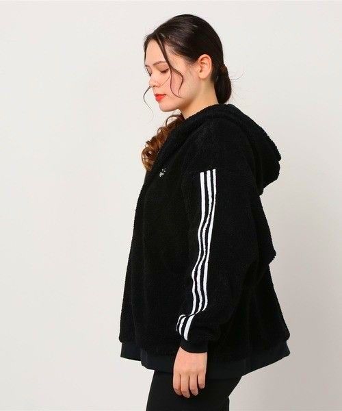 【大きいサイズ】adidas★シェルパジャケット★フリースジャケット★ボアジャケット★黒★2XL★匿名送料無料