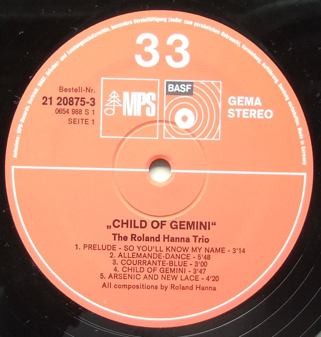 ◆ ROLAND HANNA Trio / Child of Gemini ◆ MPS 21 20875-3 (Germany) ◆_画像5