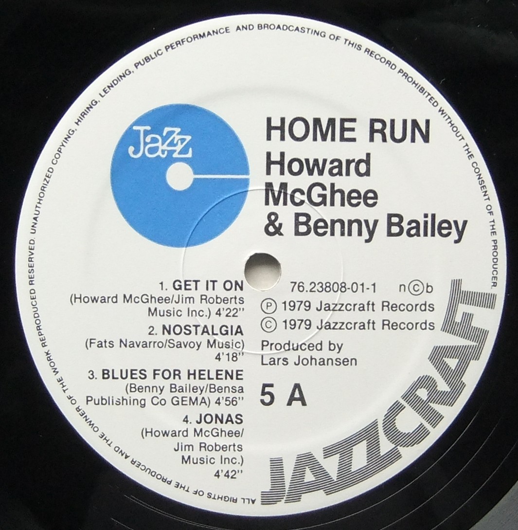 ◆ HOWARD McGHEE & BENNY BAILEY, SONNY REDD / Home Run ◆ Jazzcraft 5 (Denmark) ◆ V_画像3