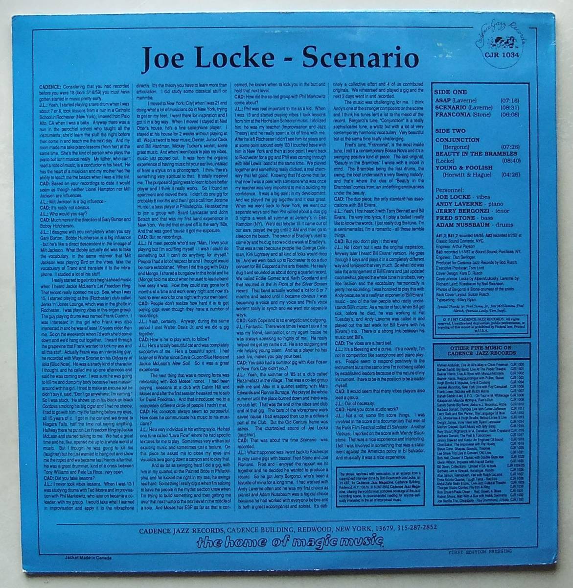 ◆ JOE LOCKE / Scenario ◆ Cadence Jazz CJR 1034 ◆_画像2