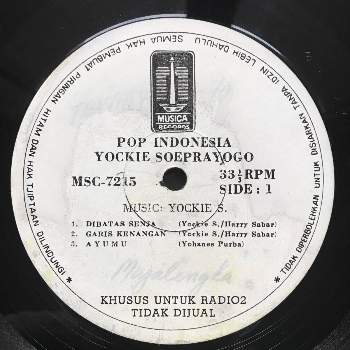 LP Indonesia「 Yockie S 」Tropical Urban City Jazzy Mellow Funk Synth Pop 80's 幻稀少名盤 人気歌手_画像2