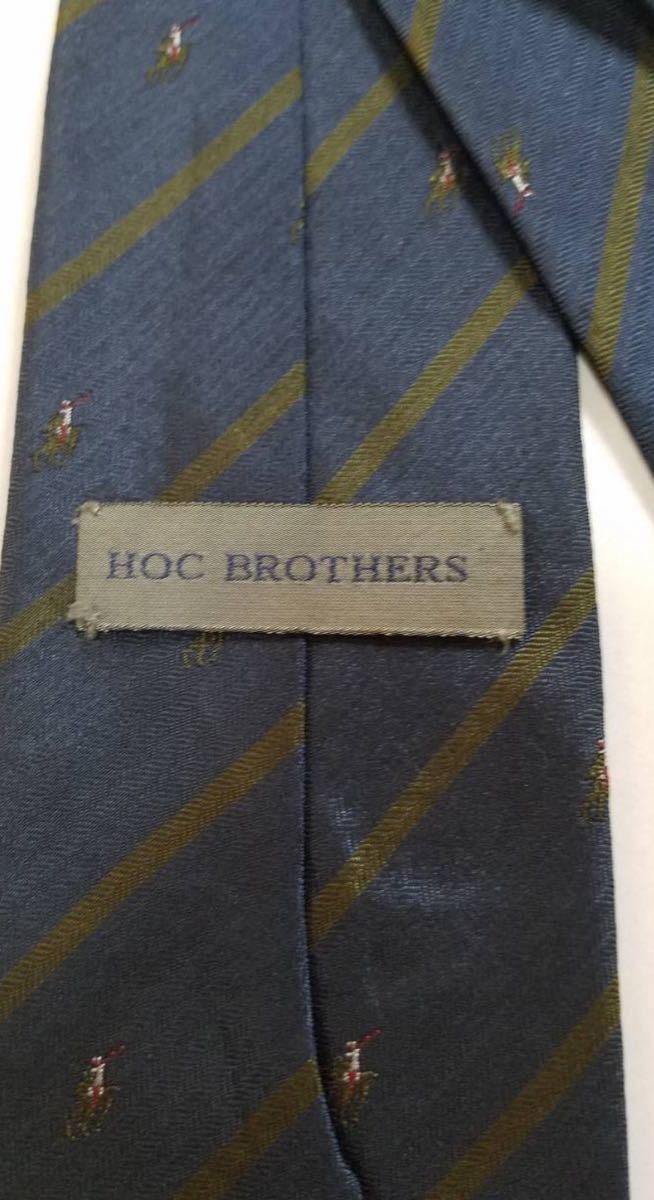 正規品美品 HOC BROTHERS ホックブラザーズ メンズ ネクタイ 絹子100% ストライプ_画像4
