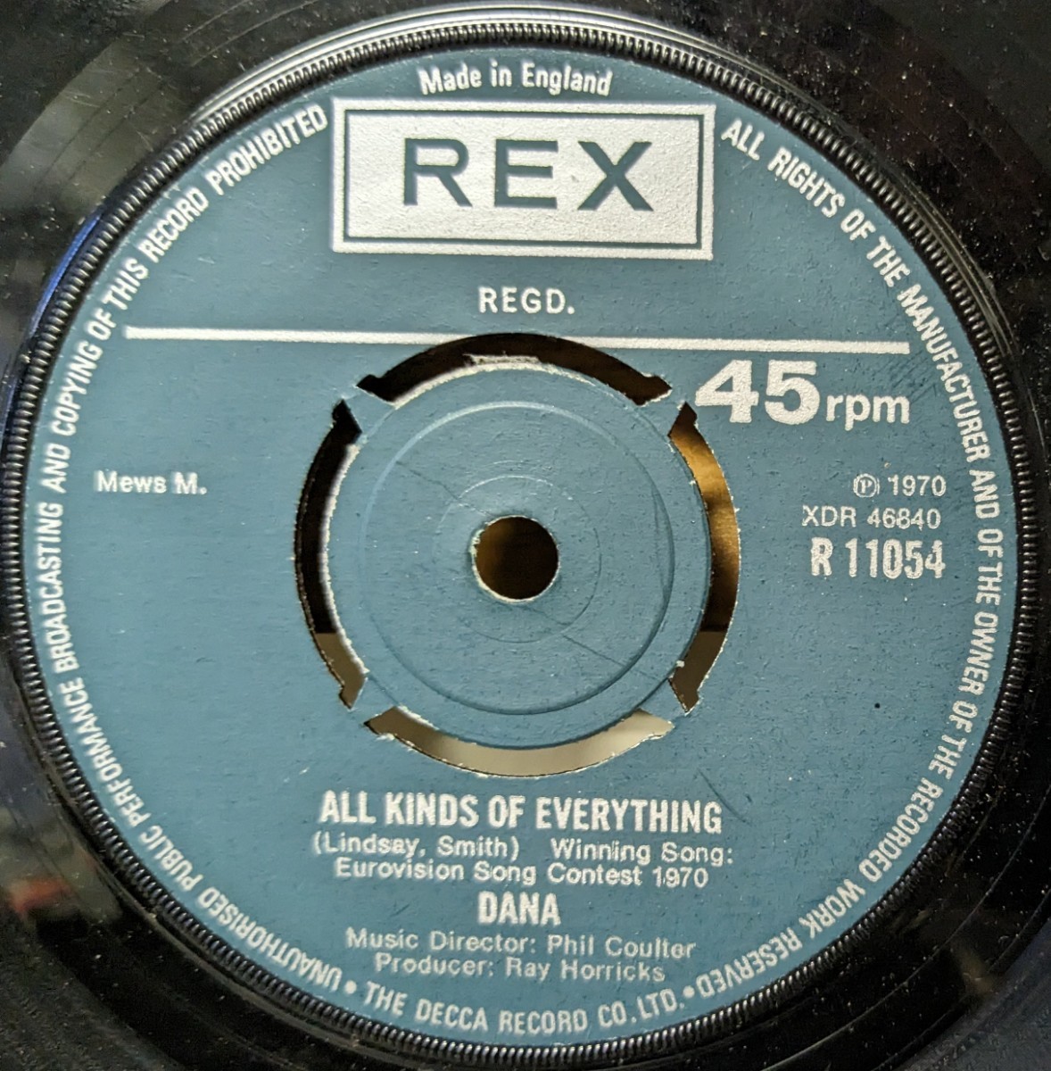  ☆DANA/ALL KINDS OF EVERYTHING1970'UK REX 7INCH_画像2