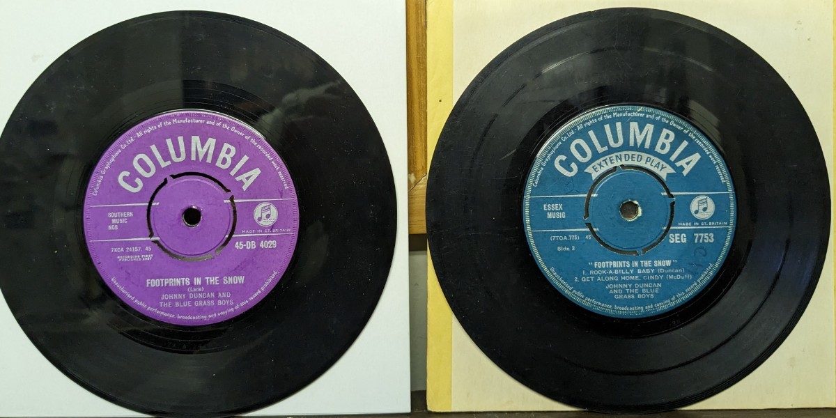  ☆JOHNNY DUNCAN&THE BLUE GRASS BOYS UK盤 COLUMBIA 7INCH,EPS 2枚セット_画像1