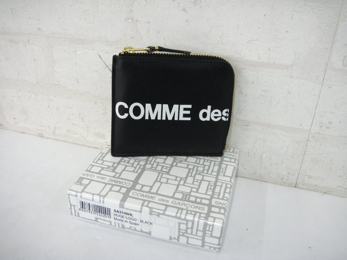 B127T【本物保証】 COMME des GARCONS コムデギャルソン SA3100HL HUGE LOGO ヒュージロゴ ウォレット L字ファスナー コインケース_画像1