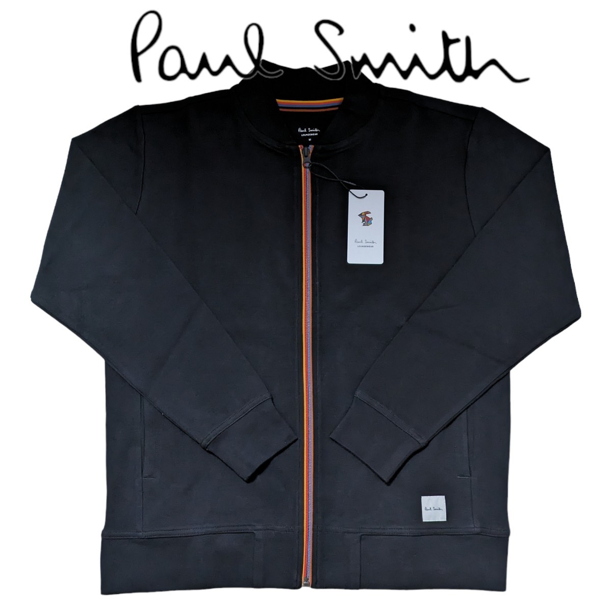 新品 ポールスミス Paul Smith ジップアップ スウェット M アーティストストライプ ブラック ラウンジウェア カラーライン メンズ