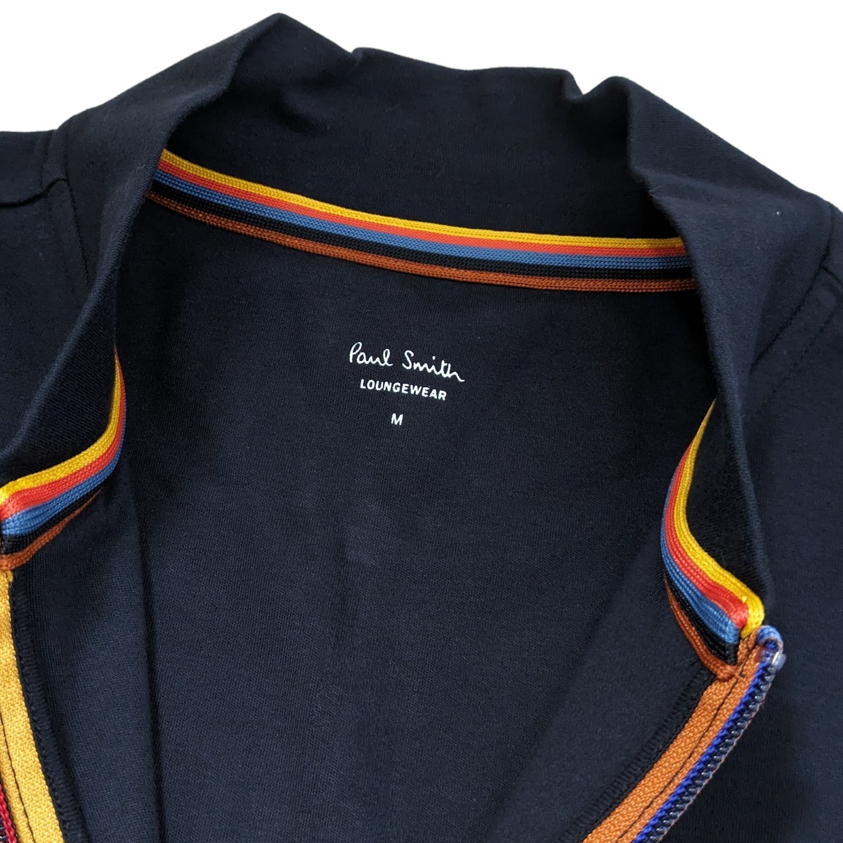 新品 ポールスミスPaul Smith ジップアップ スウェット M アーティストストライプ ダークネイビー ラウンジウェア カラーライン メンズ_画像3