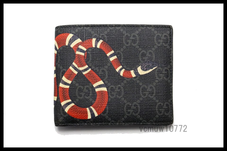 近年モデル希少美中古■GUCCI スネーク GGスプリーム レザー 2つ折り財布 グッチ■1123ur26678_画像1