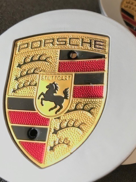 ポルシェ ホイールキャップ 76mm Porsche センターキャップ クレスト シルバーゴールド 4個セット_画像3