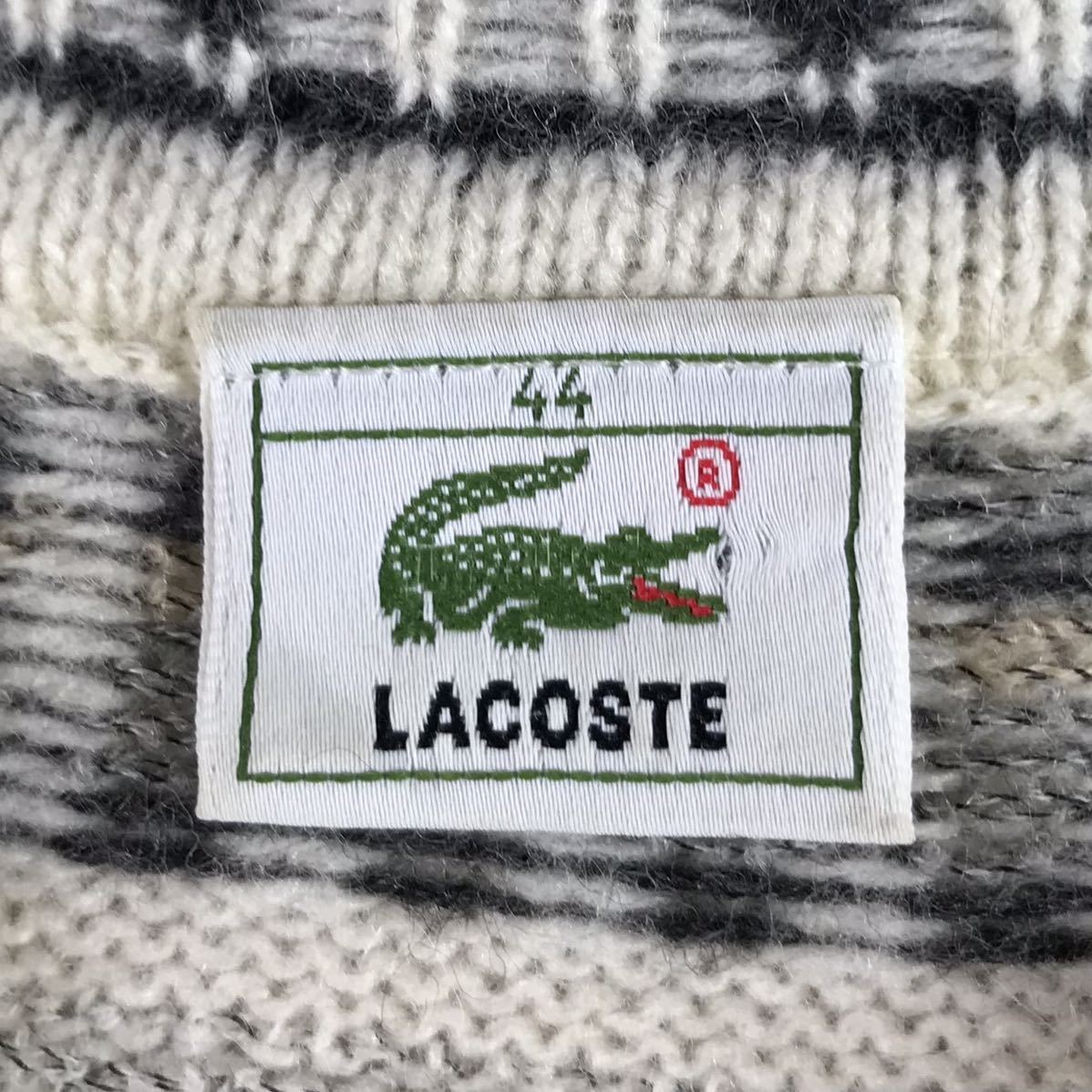 LACOSTE ラコステ 長袖ニット セーター 44 マルチカラー 総柄 Vネック ワニ_画像6